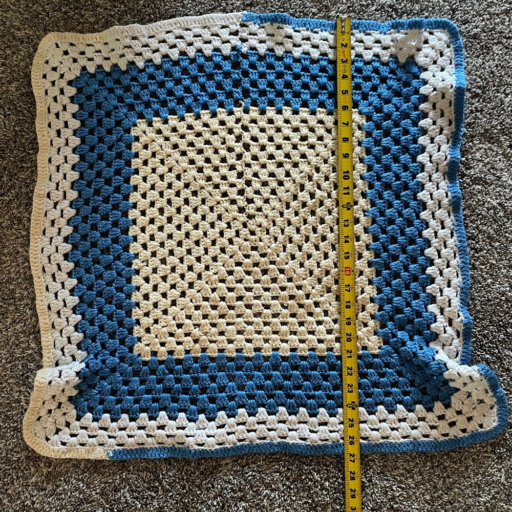 Handmade Blue and Cream Crochet Blanket